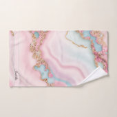 アガテマーブルブルーモダンピンク金ゴールドコレクション バスタオルセット (ハンドタオル)