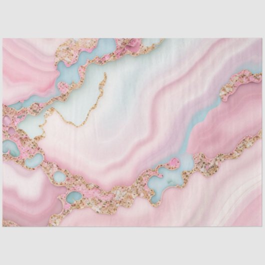 アガテマーブルブルーモダンピンク金ゴールドコレクション 薄葉紙 (正面)