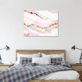 アガテマーブルブルー人気があるピンク金ゴールドコレクション キャンバスプリント (インサイチュ (寝室))