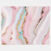 アガテマーブルブルー人気があるピンク金ゴールドコレクション フリースブランケット (正面(横))