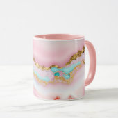 アガテマーブルブルー人気があるピンク金ゴールドコレクション マグカップ (正面右)