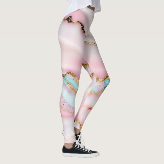 アガテマーブルブルー人気があるピンク金ゴールドコレクション レギンス (右)