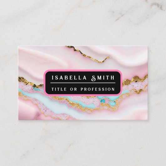 アガテマーブルブルー人気があるピンク金ゴールドコレクション 名刺 (正面)