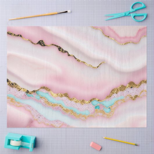 アガテマーブルブルー人気があるピンク金ゴールドコレクション 薄葉紙 (クラフト)