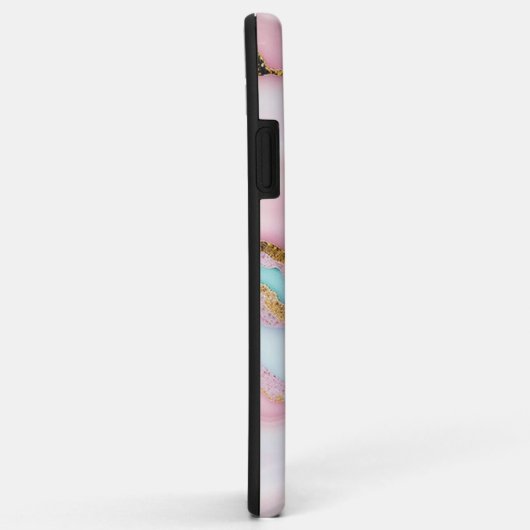 アガテマーブルブルー人気があるピンク金ゴールドコレクション Case-Mate iPhoneケース (裏面/右)
