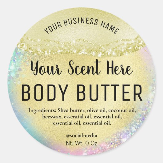 アガテレインボーカラー体バターラベル ラウンドシール (正面)