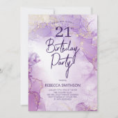 アガテ海軍パープルと金ゴールド21歳の誕生日 招待状 (正面)
