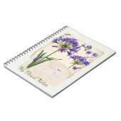 アガパンツフラワーエフェメラコラージュアート ノートブック (左側)