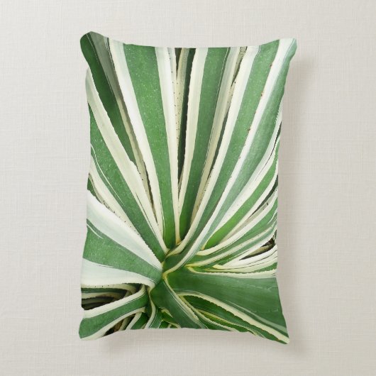 アガブ植物緑と白ストライプの色 アクセントクッション (裏面(縦))