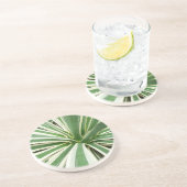 アガブ植物緑と白ストライプの色 コースター (側面)