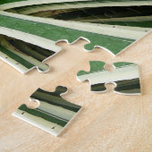 アガブ植物緑と白ストライプの色 ジグソーパズル (側面)