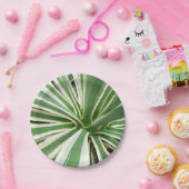 アガブ植物緑と白ストライプの色 ペーパープレート (パーティー)