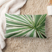 アガブ植物緑と白ストライプの色 ランバークッション (ブランケット)