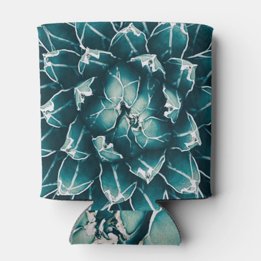 アガベサボテン、抽象芸術ブルー自然 缶クーラー (裏面)