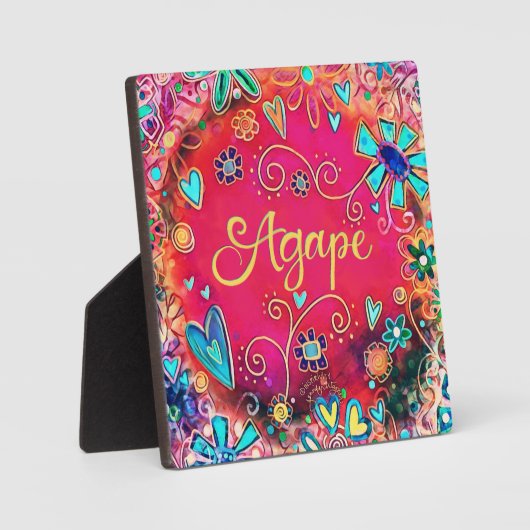 アガペかわいらし感動的レッドインスピリシティイーゼル フォトプラーク (正面)