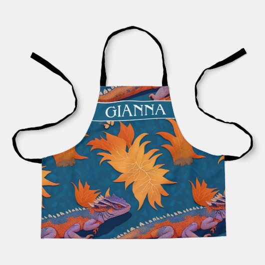 アガマリザードモザイクカラフルパタパーソナライズされたーン エプロン (正面)
