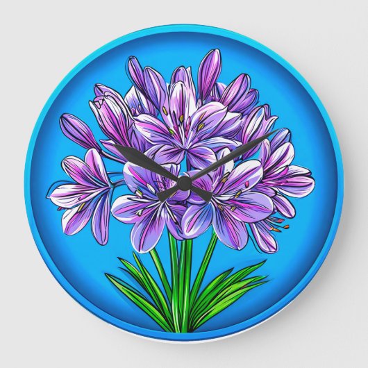 アガマンサスの花 ラージ壁時計 (正面)