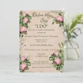 アガーデングリーンウィズピンクローズウェディングシャワー 招待状 (スタンド正面)