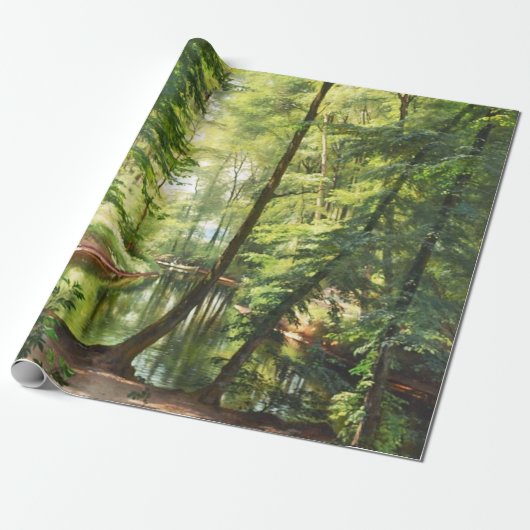 アガード森林の流れの絵画風景 ラッピングペーパー (アンロールド)