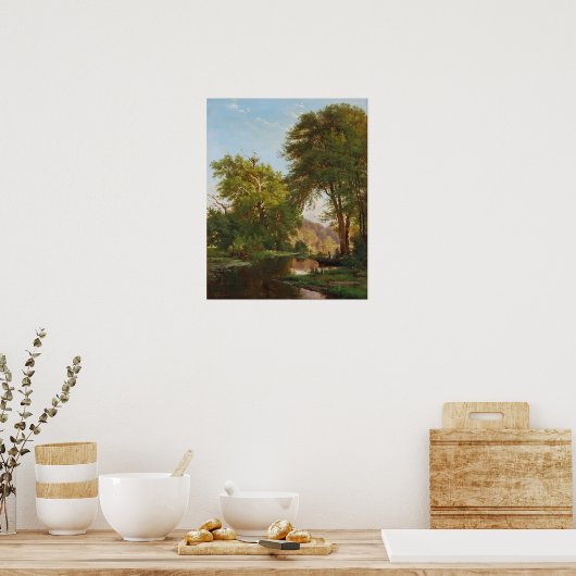 アガール魚釣りボートランドスケー絵画ズ ポスター (キッチン)