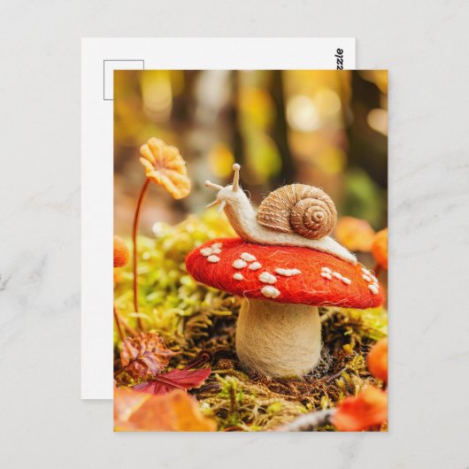 アガ感じリンキノコの上を這うカタツムリ ポストカード (正面/裏面)