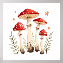 アガ鮮やかルキノコと植物性の要素をフライ ポスター