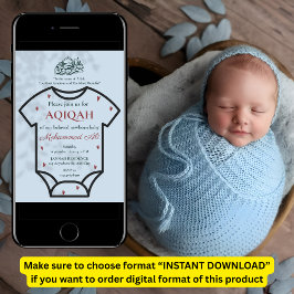 アキカブルー ボディスーツ 赤ちゃん男の子 ムスリム イースラーム教 招待状