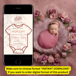 アキカ ピンク ボディスーツ 赤ちゃん 女の子 ムスリム イスラム教 招待状