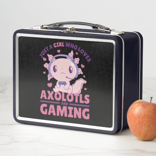 アキソロトルやゲームが大好きな女の子 メタルランチボックス (インサイチュ)