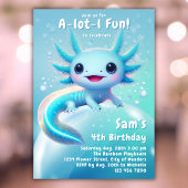 アキソロトル誕生日招待状ネオンボーイアキソロトルパーティー 招待状