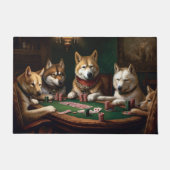 アキタ犬のポーカー ドアマット (正面)