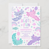 アキョリトル ピンク ガール パーティー アロトル ファン バースデー パーティー 招待状 (正面)