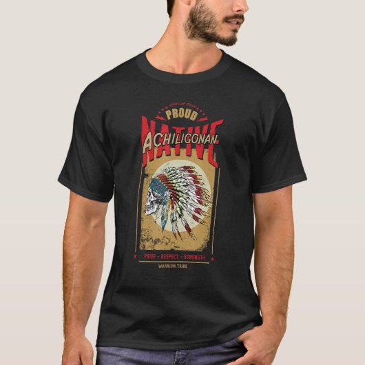 アキリゴナン先住民アメリカインディアン戦士P Tシャツ (正面)