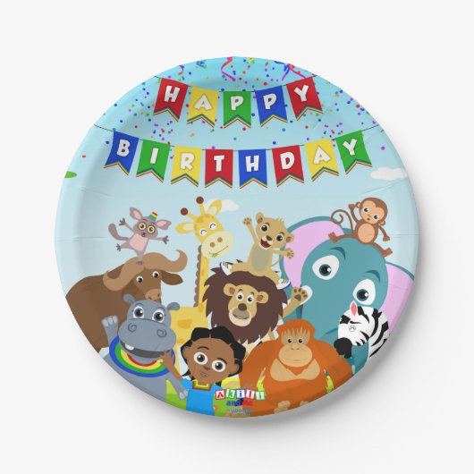 アキリ&フレンズ紙プレート1 ペーパープレート (正面)