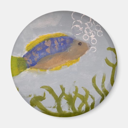 アキ絵画リルの泡磁石つき魚 マグネット (正面)