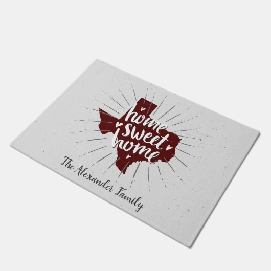 アギスマルーンホームスウィートホーム – テキサス州 ドアマット (アングル)