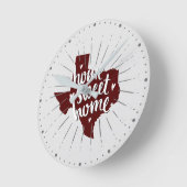 アギスマルーンホームスウィートホーム – テキサス州 ラウンド壁時計 (傾斜)