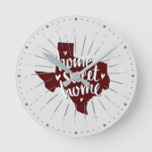 アギスマルーンホームスウィートホーム – テキサス州 ラウンド壁時計 (正面)