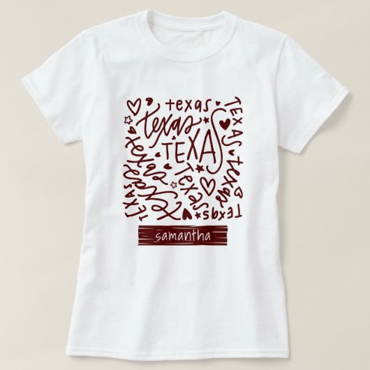 アギーマルーンテキサス州ドードルパターン Tシャツ (デザイン正面)