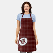 アギーマルーン格子模様ゲームの日 エプロン (着用した状態)