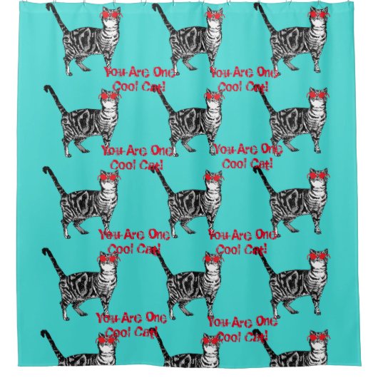 アクアおもしろいタビー猫カッコいい猫アートシャワーカーテン シャワーカーテン (正面)