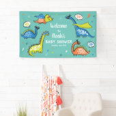 アクアおもしろいブルーの可愛いスーパーヒーロー恐竜 横断幕 (インサイチュ)