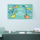 アクアおもしろいブルーの可愛いスーパーヒーロー恐竜 横断幕 (トレードショー)