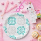 アクアおよびソフトグレイファンシーパターン紙プレート ペーパープレート (パーティー)