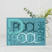 アクアおよびティール（緑がかった色）モダンBBQプールパーティー 招待状 (スタンド正面)