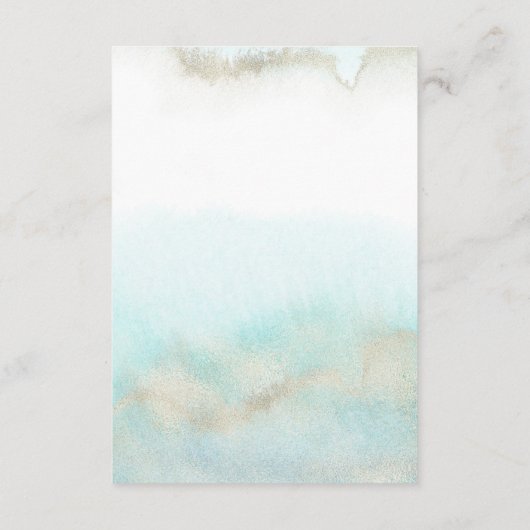 アクアおよび金ゴールドビーチ結婚式披露宴カード エンクロージャーカード (裏面)