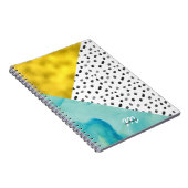 アクアおよび金ゴールド混合メディモノグラムのア ノートブック (右側)