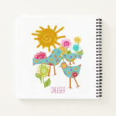 アクアお洒落バードと花の晴れた日 ノートブック (裏面)