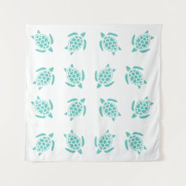 アクアお洒落ブルーウミガメのパタ航海のーン タペストリー