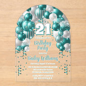 アクアお祝いバルーン21日パーティー アクリル招待状 (正面)